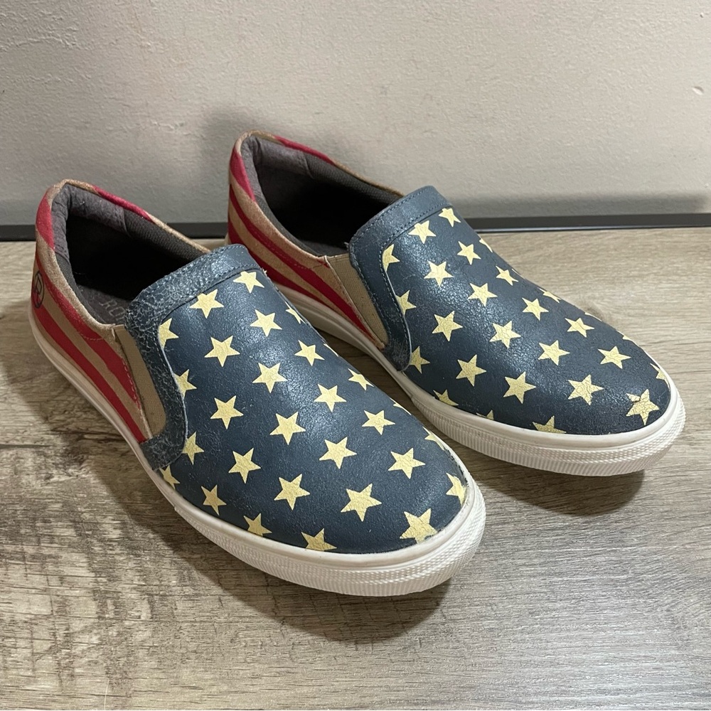 Women's ROPER American Beauty STARS & STRIPES Slip-On LEATHER Sneakers SHOES 9.5